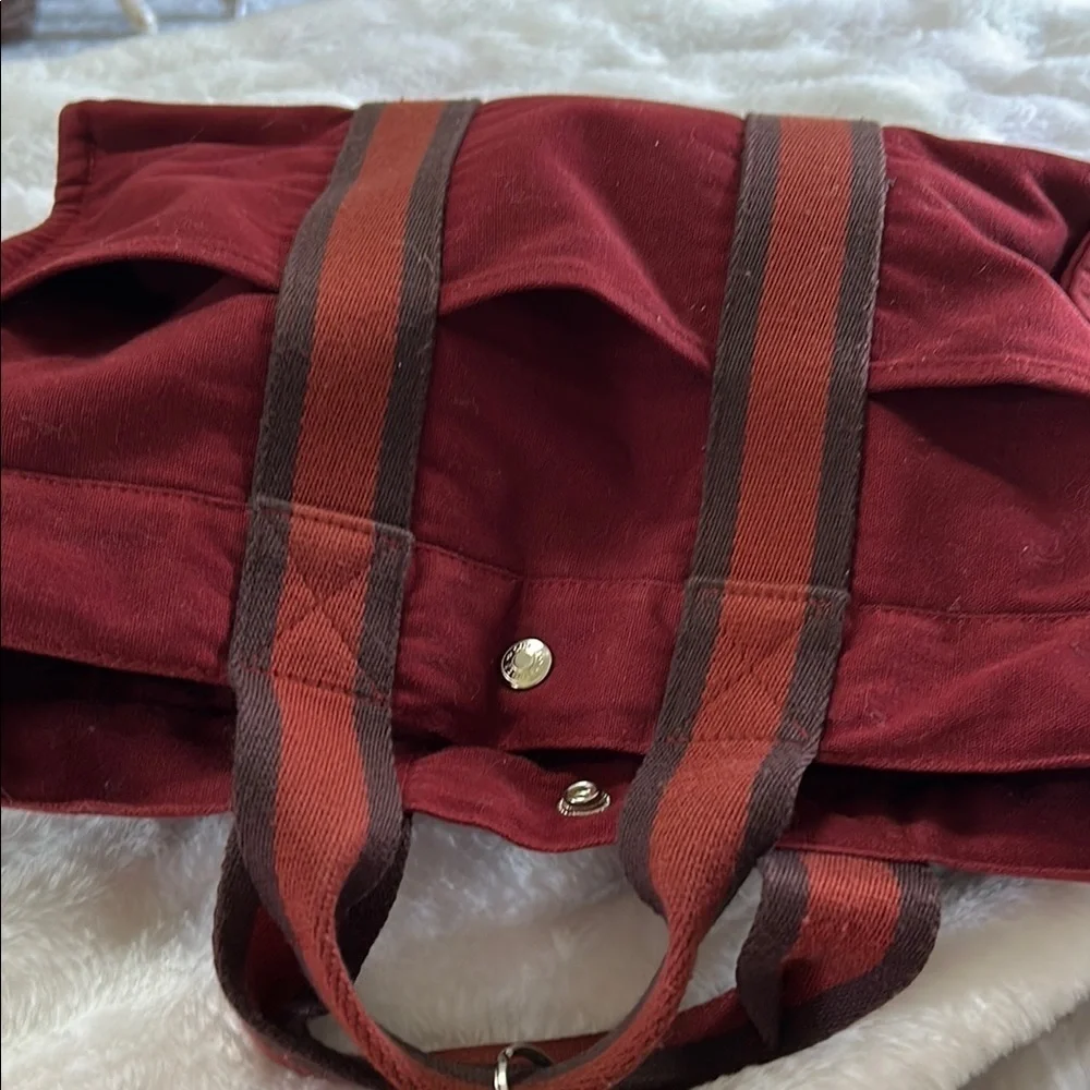 Hermès Red Canvas Bag with Striped Detail